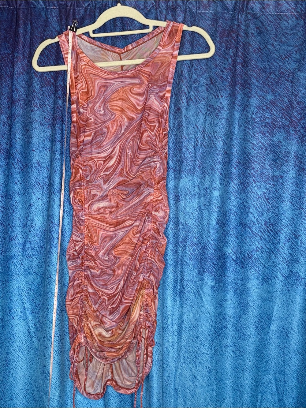Swirl Ruched Bodycon Dress in Coral-Purple